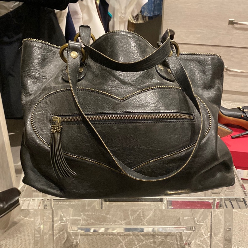 Moschino Black Shoulder Bag with Heart Studs